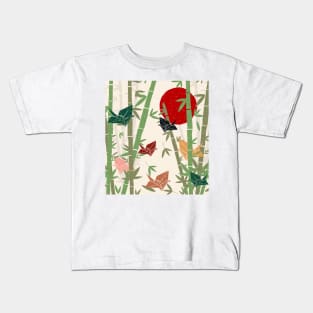 Calming Oriental Bamboo and Origami Kids T-Shirt